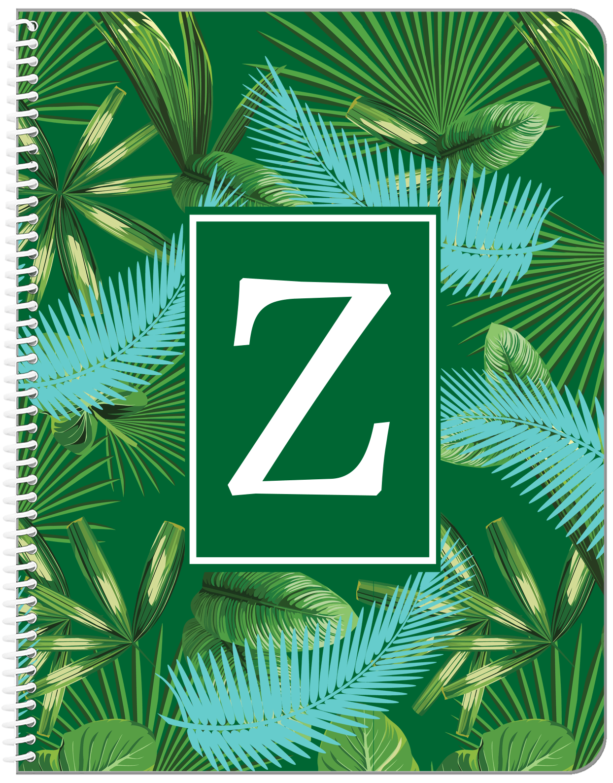 Personalized Palm Fronds Notebook - Tropical Leaves - Front View