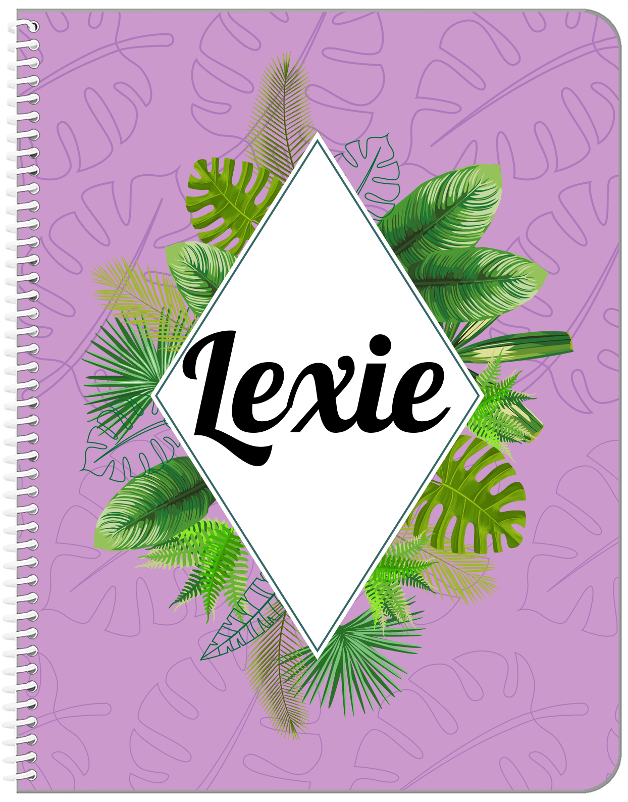 Personalized Palm Fronds Notebook - Diamond Wreath - Front View