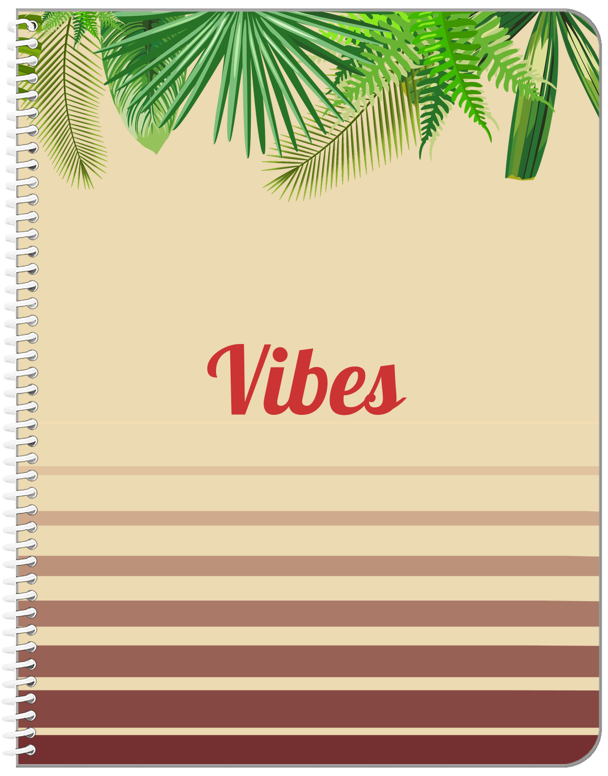 Personalized Palm Fronds Notebook - Ombre Gradient - Front View