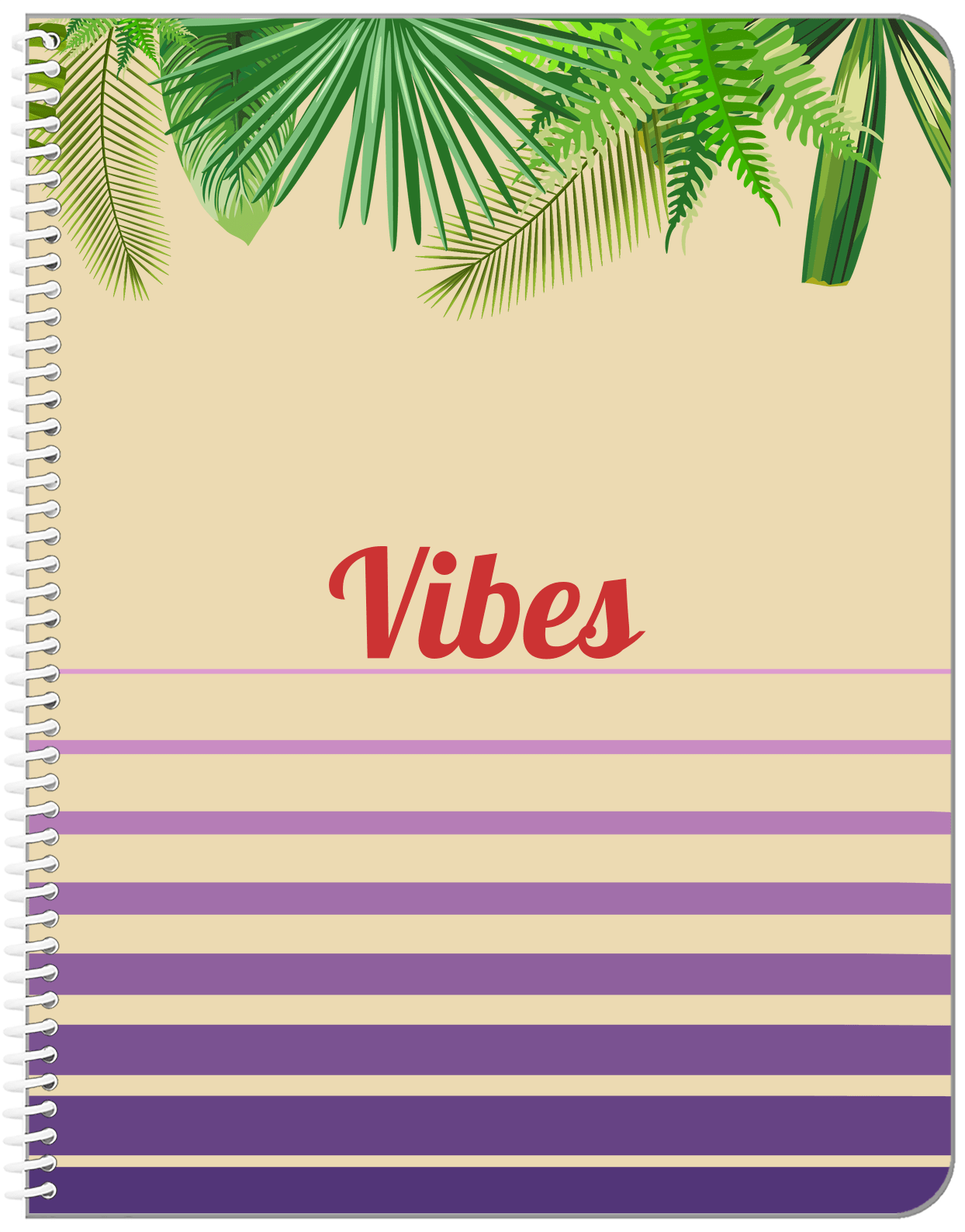 Personalized Palm Fronds Notebook - Ombre Gradient - Front View