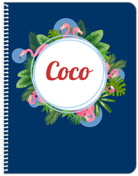 Thumbnail for Personalized Palm Fronds Notebook - Flamingos - Front View
