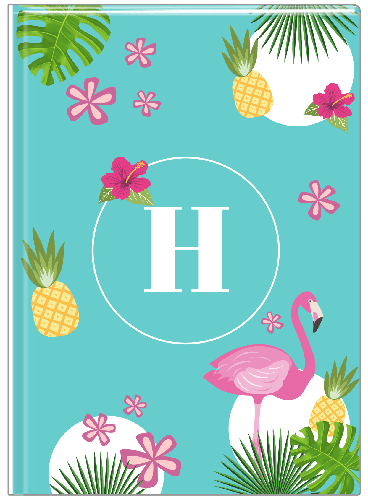 Personalized Palm Fronds Journal - Flamingos - Front View