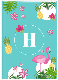 Thumbnail for Personalized Palm Fronds Journal - Flamingos - Front View