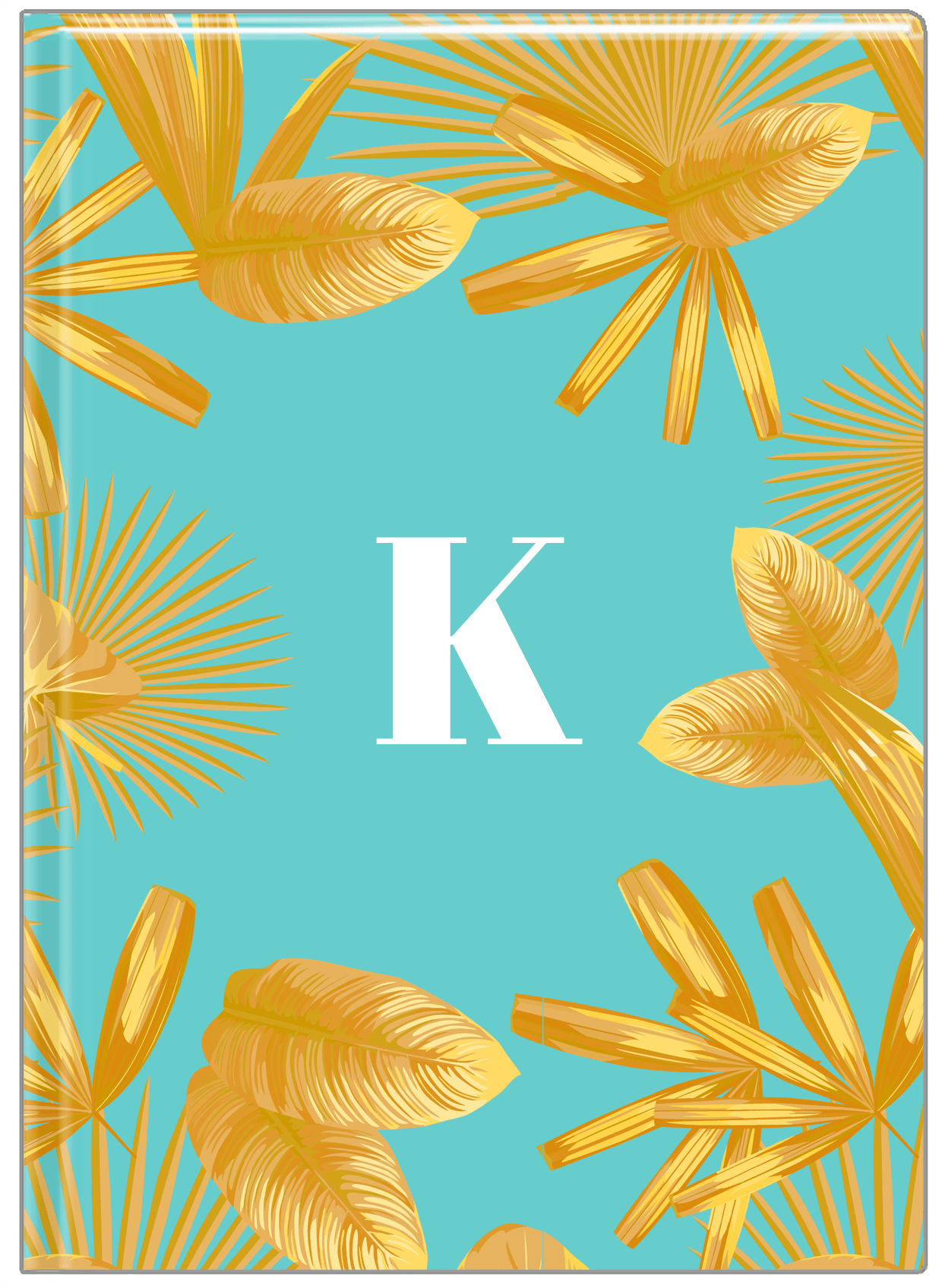 Personalized Palm Fronds Journal - Teal Background - Front View