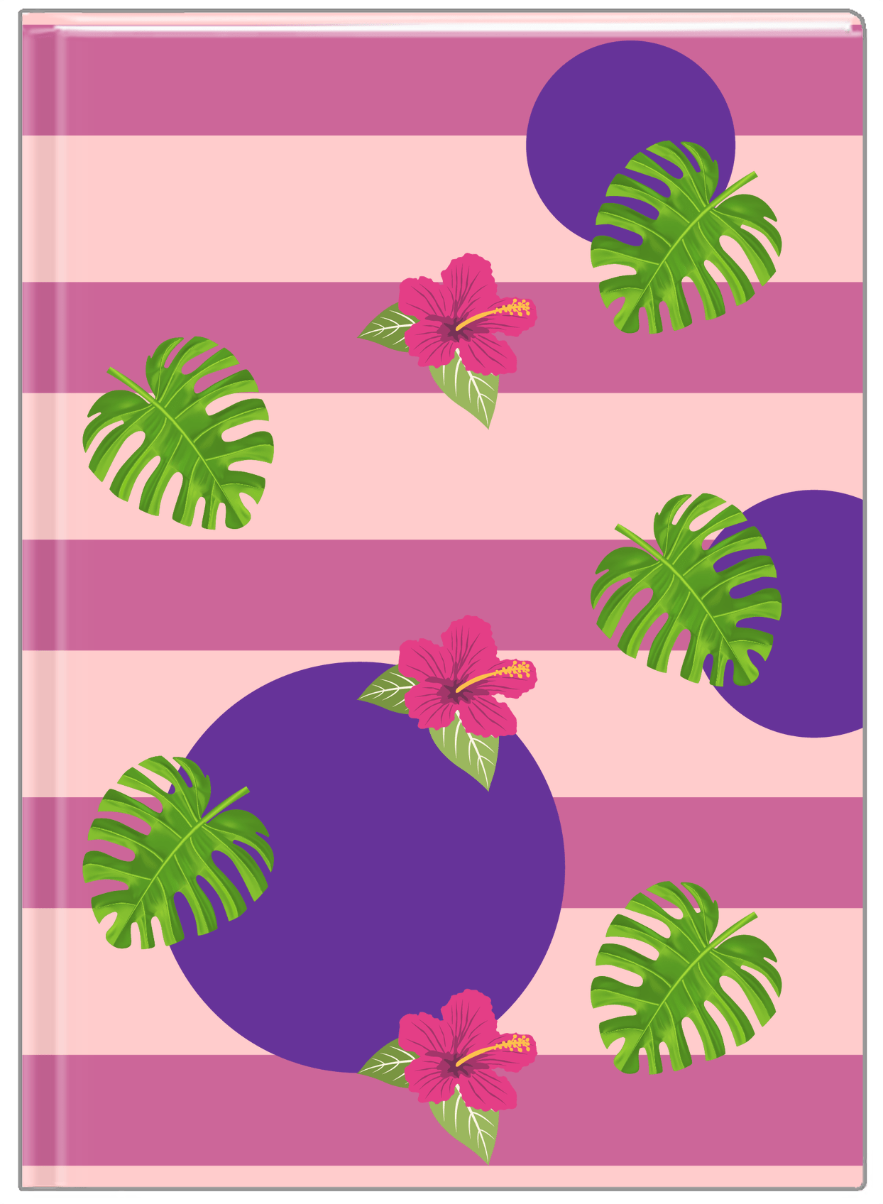Palm Fronds Journal - Pink Stripes - Front View