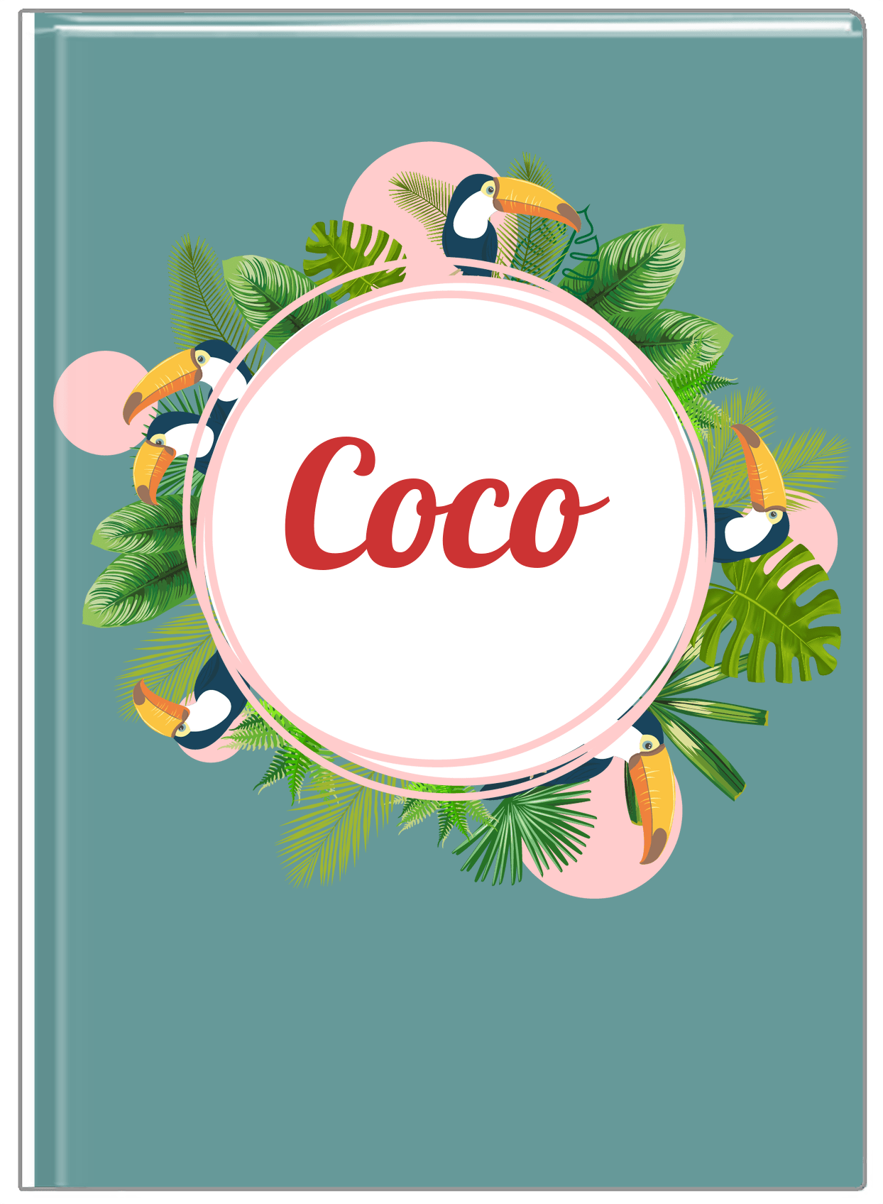 Personalized Palm Fronds Journal - Toucans - Front View