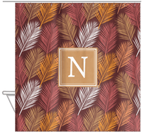 Thumbnail for Personalized Palm Fronds Shower Curtain - Brown Background - Hanging View