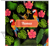 Thumbnail for Personalized Palm Fronds Shower Curtain - Decorative Rectangle Nameplate - Hanging View