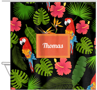 Thumbnail for Personalized Palm Fronds Shower Curtain - Rectangle Nameplate - Hanging View