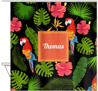 Thumbnail for Personalized Palm Fronds Shower Curtain - Square Nameplate - Hanging View