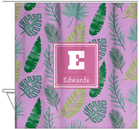 Thumbnail for Personalized Palm Fronds Shower Curtain - Initial with Name - Hanging View