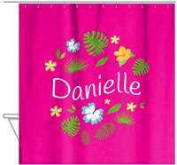 Thumbnail for Personalized Palm Fronds Shower Curtain - Wavy Text - Hanging View