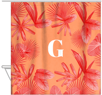 Thumbnail for Personalized Palm Fronds Shower Curtain - Orange Background - Hanging View