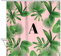 Thumbnail for Personalized Palm Fronds Shower Curtain - Pink Background - Hanging View