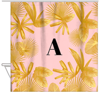 Thumbnail for Personalized Palm Fronds Shower Curtain - Pink Background - Hanging View