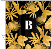 Thumbnail for Personalized Palm Fronds Shower Curtain - Black Background - Hanging View