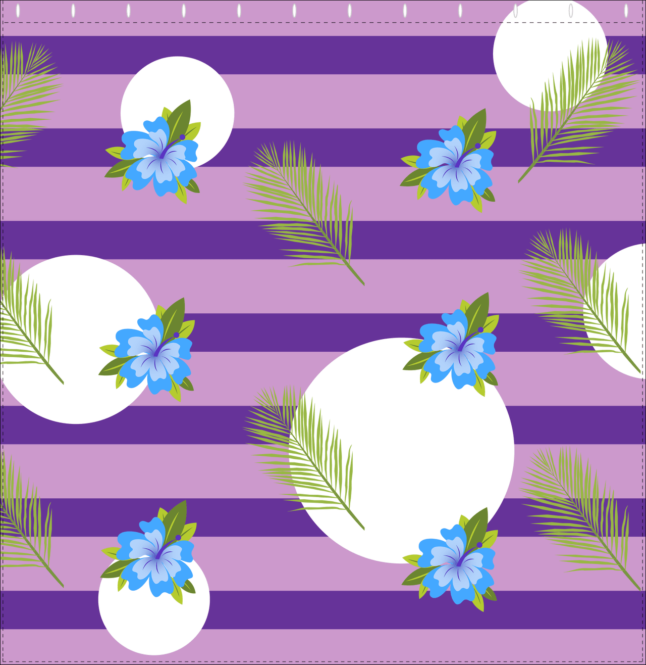 Palm Fronds Shower Curtain - Purple Stripes - Decorate View