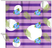 Thumbnail for Palm Fronds Shower Curtain - Purple Stripes - Hanging View
