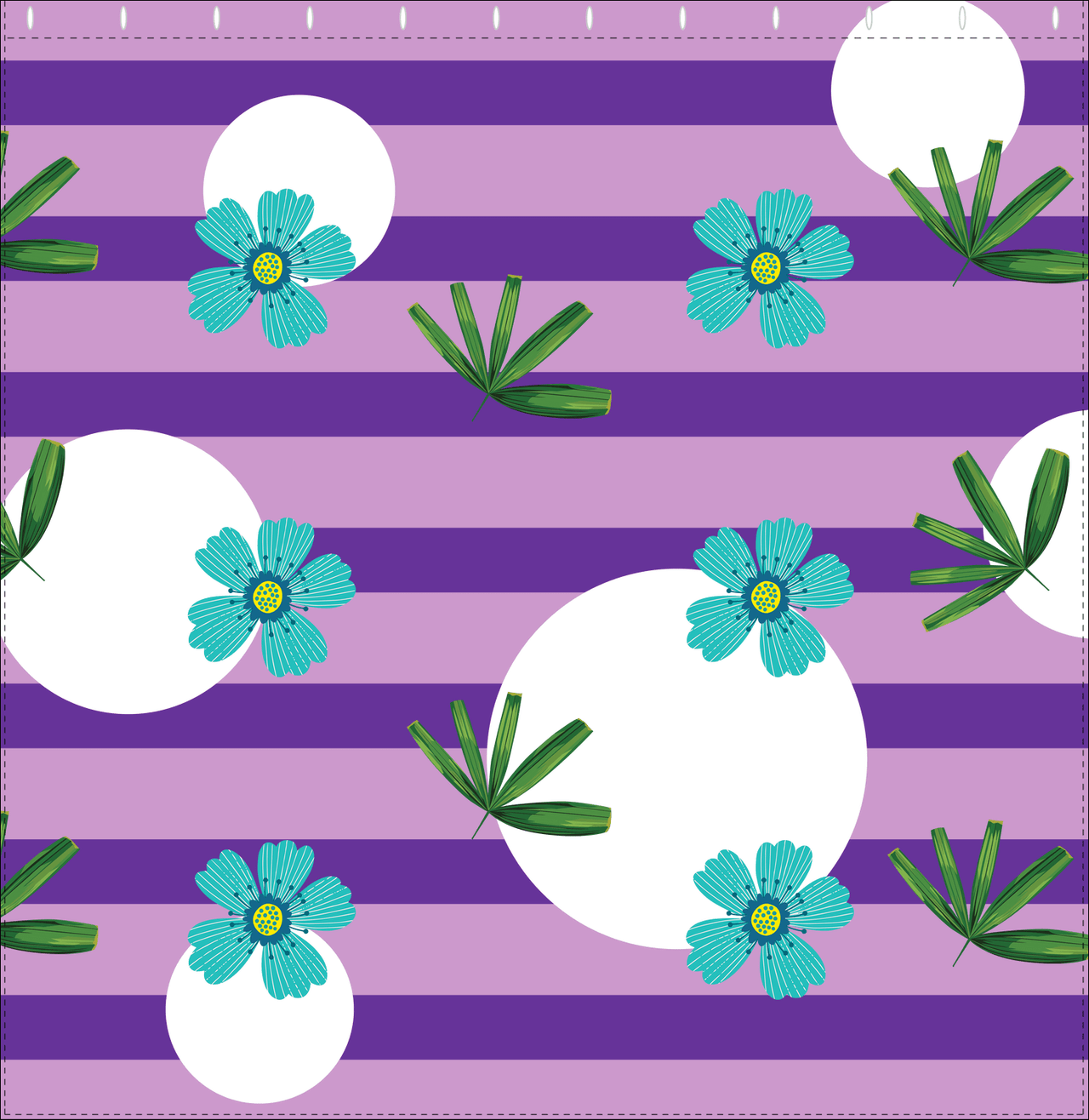 Palm Fronds Shower Curtain - Purple Stripes - Decorate View
