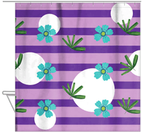Thumbnail for Palm Fronds Shower Curtain - Purple Stripes - Hanging View