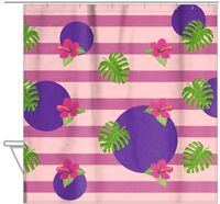 Thumbnail for Palm Fronds Shower Curtain - Pink Stripes - Hanging View