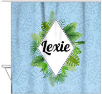 Thumbnail for Personalized Palm Fronds Shower Curtain - Diamond Wreath - Hanging View