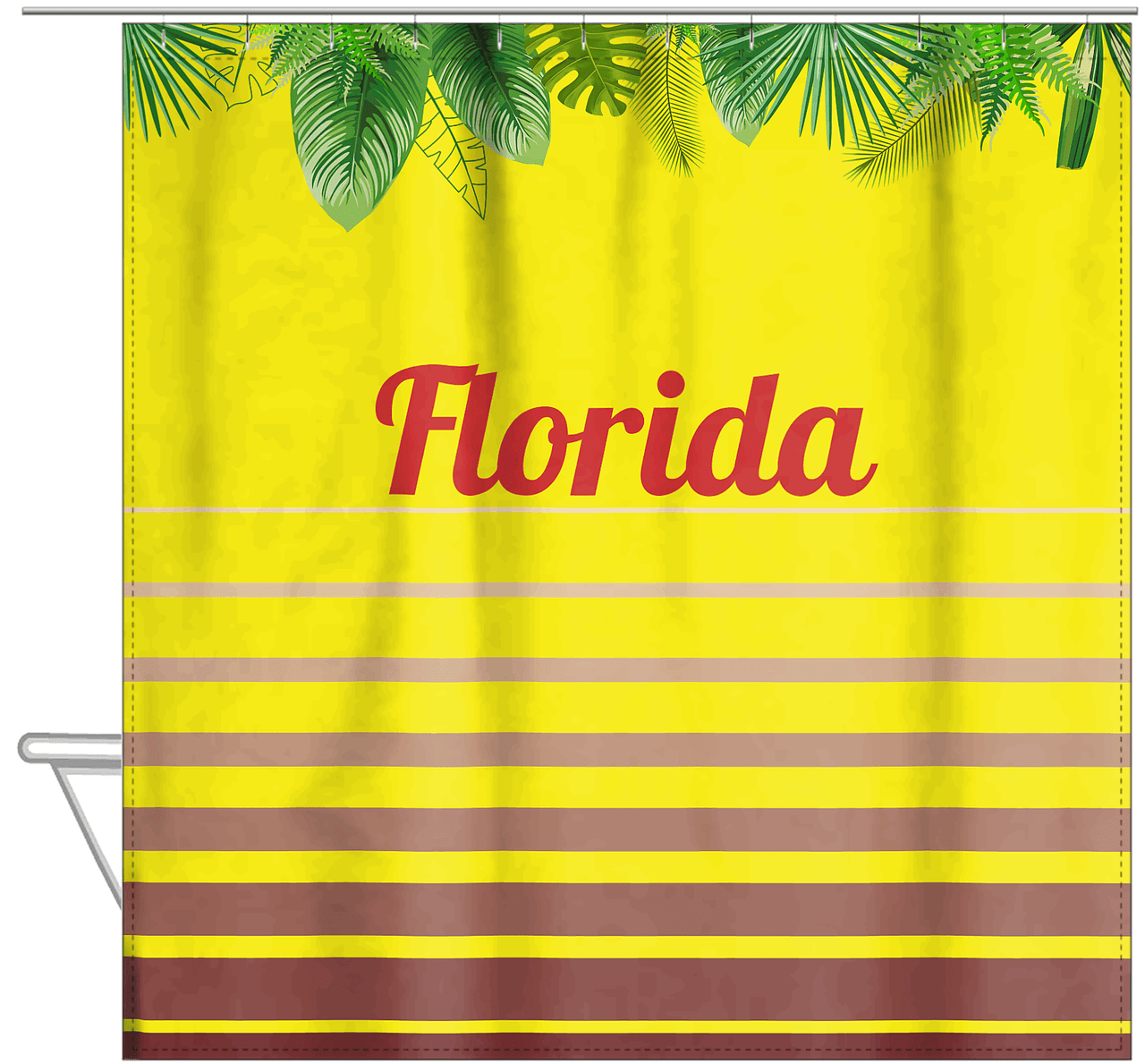 Personalized Palm Fronds Shower Curtain - Ombre Gradient - Hanging View