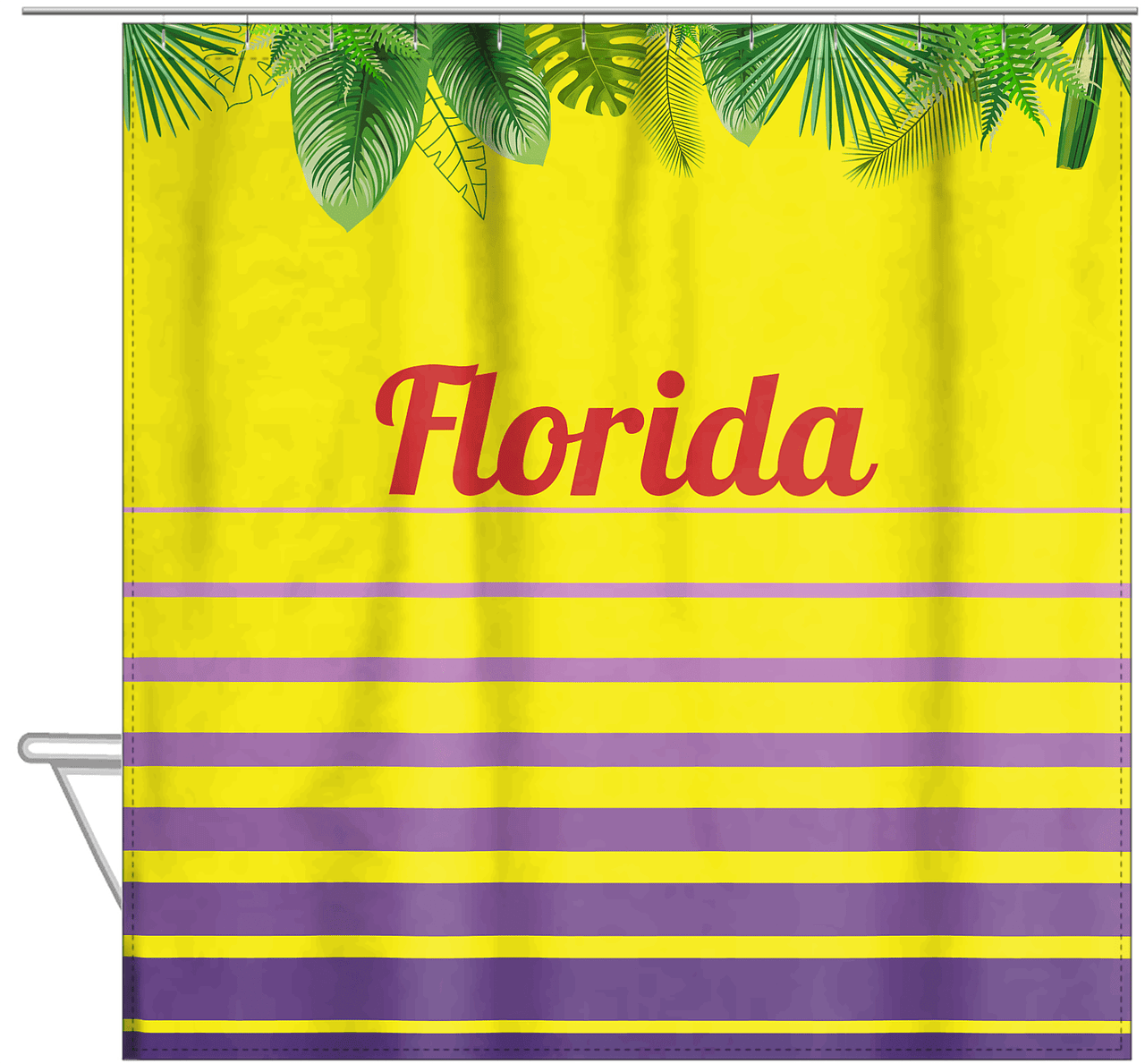 Personalized Palm Fronds Shower Curtain - Ombre Gradient - Hanging View