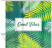 Thumbnail for Personalized Palm Fronds Shower Curtain - Green Background - Hanging View
