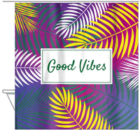 Thumbnail for Personalized Palm Fronds Shower Curtain - Purple Background - Hanging View