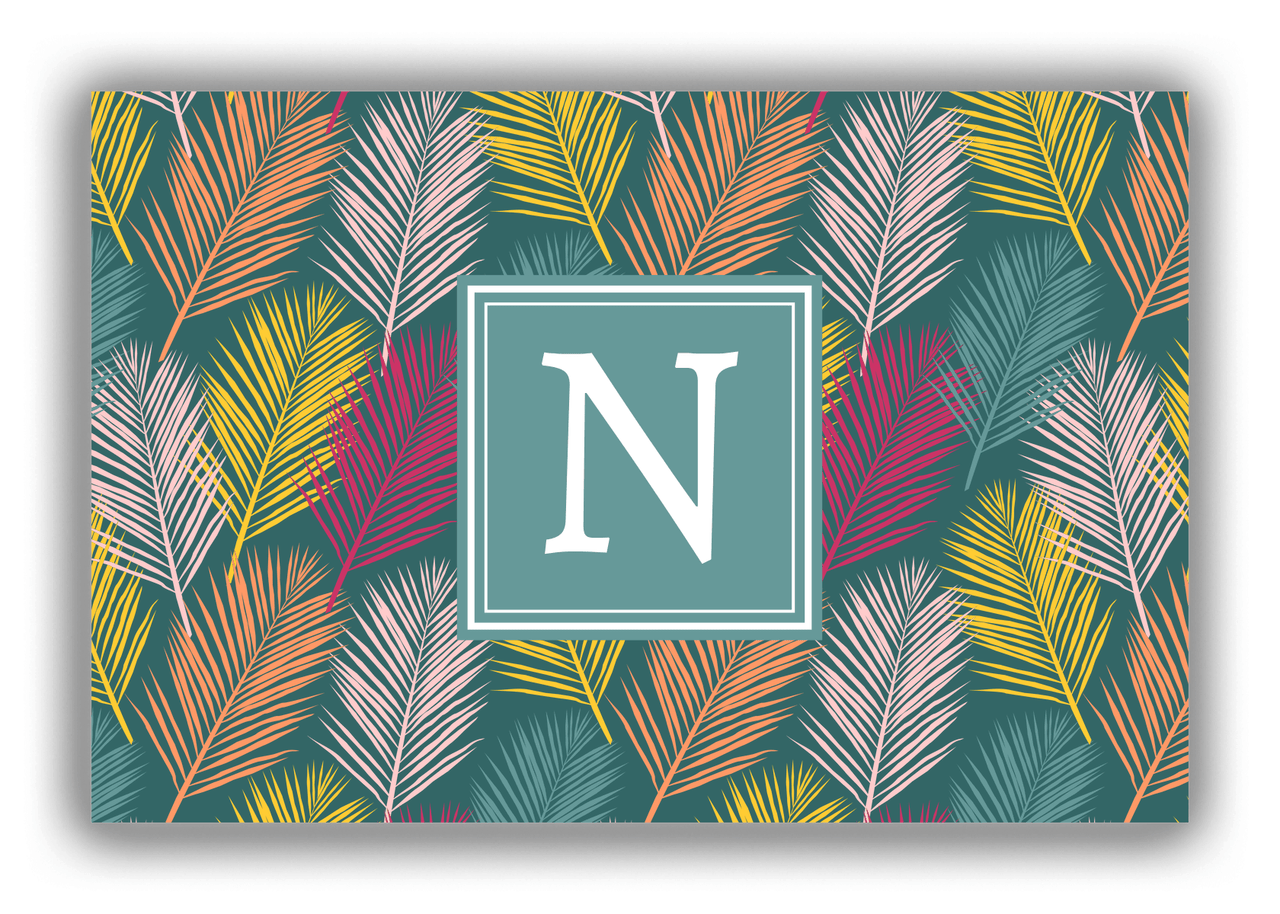 Personalized Palm Fronds Canvas Wrap & Photo Print - Teal Background - Front View