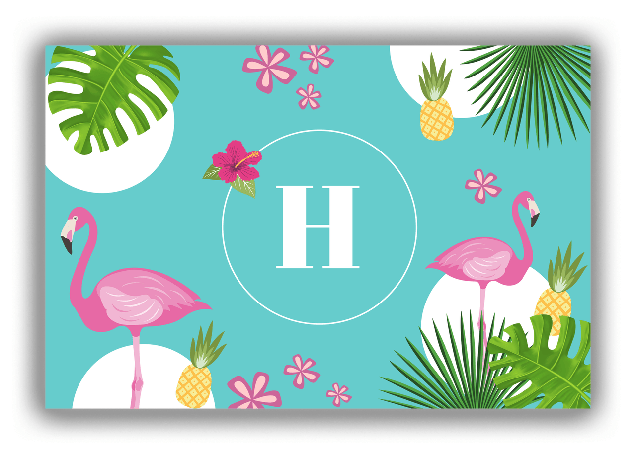 Personalized Palm Fronds Canvas Wrap & Photo Print - Flamingos - Front View