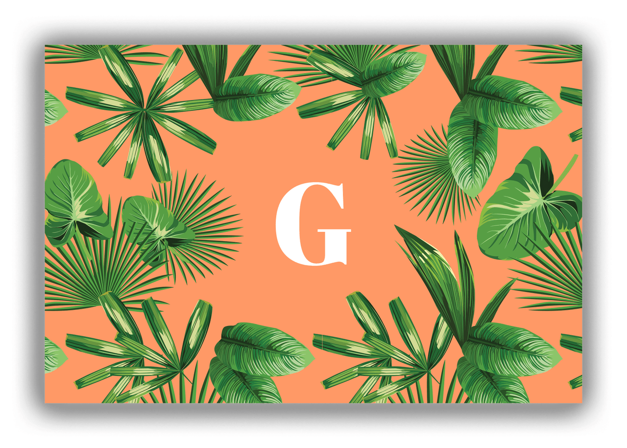 Personalized Palm Fronds Canvas Wrap & Photo Print - Orange Background - Front View
