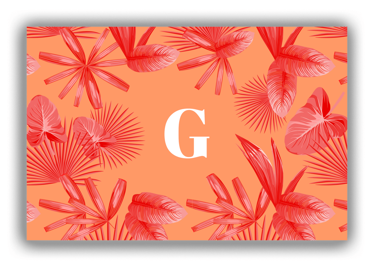 Personalized Palm Fronds Canvas Wrap & Photo Print - Orange Background - Front View