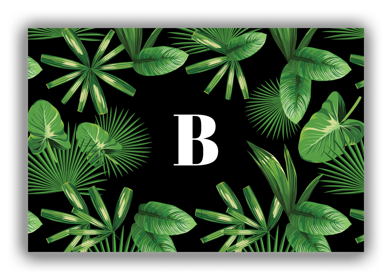 Personalized Palm Fronds Canvas Wrap & Photo Print - Black Background - Front View