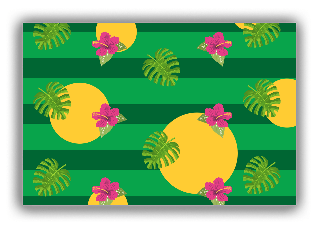 Palm Fronds Canvas Wrap & Photo Print - Green Stripes - Front View