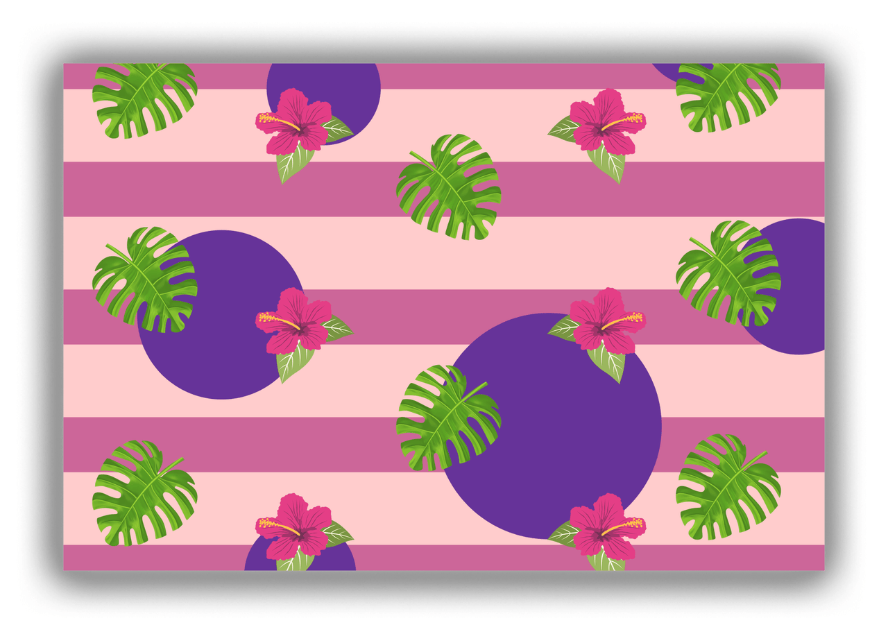 Palm Fronds Canvas Wrap & Photo Print - Pink Stripes - Front View