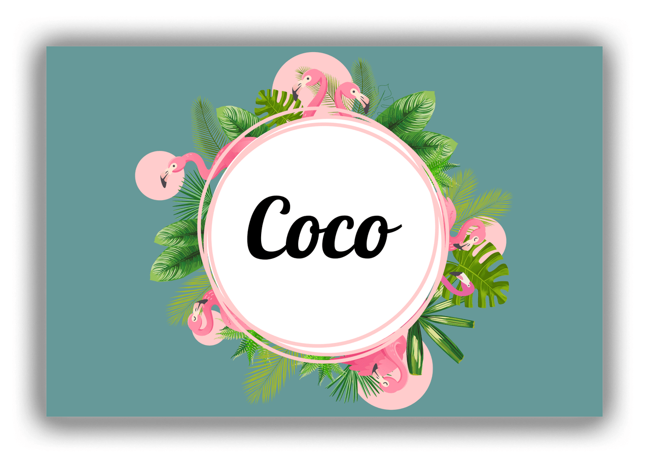 Personalized Palm Fronds Canvas Wrap & Photo Print - Flamingos - Front View