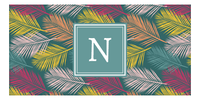 Thumbnail for Personalized Palm Fronds Beach Towel - Teal Background - Front View