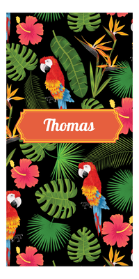 Thumbnail for Personalized Palm Fronds Beach Towel - Decorative Rectangle Nameplate - Front View