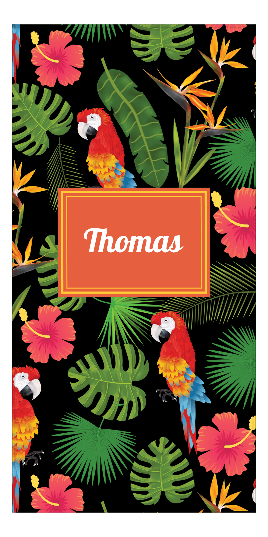 Personalized Palm Fronds Beach Towel - Rectangle Nameplate - Front View