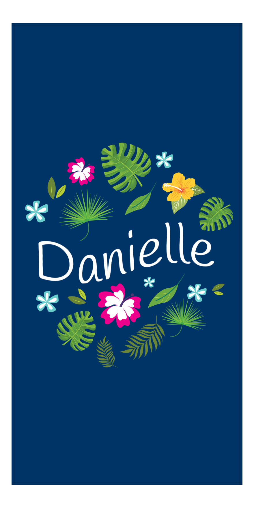 Personalized Palm Fronds Beach Towel - Wavy Text - Front View