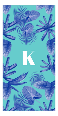 Thumbnail for Personalized Palm Fronds Beach Towel - Teal Background - Front View