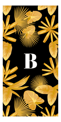 Thumbnail for Personalized Palm Fronds Beach Towel - Black Background - Front View