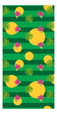 Thumbnail for Palm Fronds Beach Towel - Green Stripes - Front View