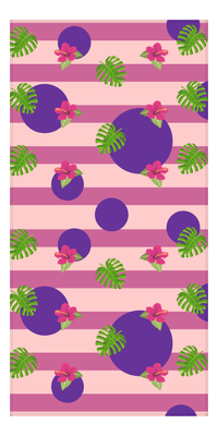 Thumbnail for Palm Fronds Beach Towel - Pink Stripes - Front View