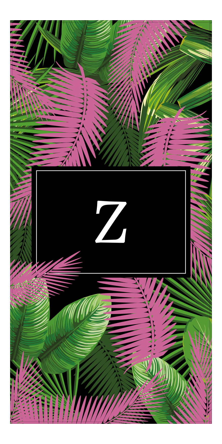 Personalized Palm Fronds Beach Towel - Tropical Leaves - Front View