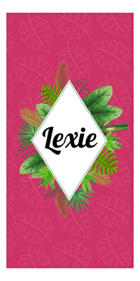 Thumbnail for Personalized Palm Fronds Beach Towel - Diamond Wreath - Front View