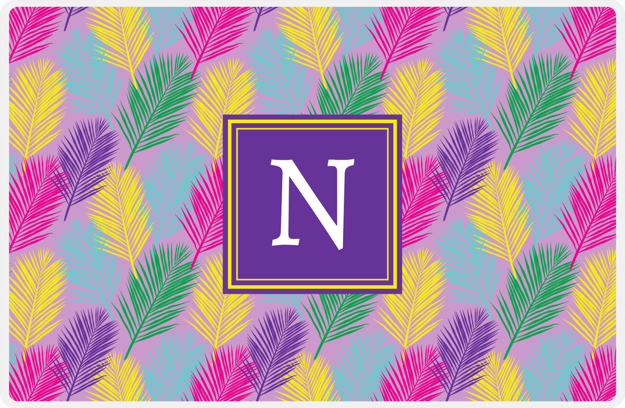 Personalized Palm Fronds Placemat I - Purple Background -  View