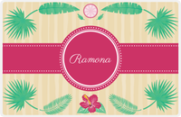 Thumbnail for Personalized Palm Fronds Placemat II - Fronds Border - Circle Ribbon Nameplate -  View